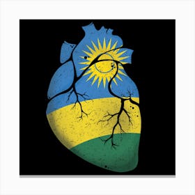 Rwanda Heart Flag Canvas Print