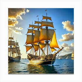 Sailing Ships In The Sea 1 Canvas Print