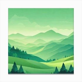 Misty mountains background in green tone 71 Canvas Print