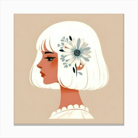 Girl With Flowers In Her Hair Canvas Print