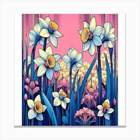 Daffodils art deco Canvas Print