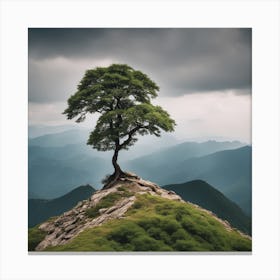 Lone Tree On Top Of Mountain 30 Canvas Print