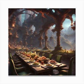 Dinner Table In The Forest Canvas Print