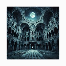 Abandoned Building At Night Canvas Print