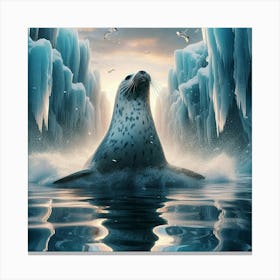 Seal In The Ice Canvas Print