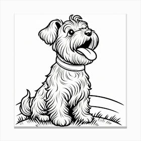 Line Art terrier dog 1 Canvas Print