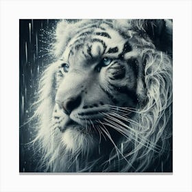 White Tiger In The Rain Canvas Print