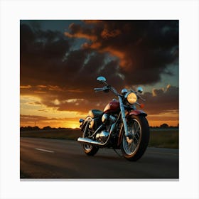 Sunset Motorcycle Canvas Print