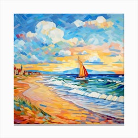 Sailboat On The Beach Canvas Print