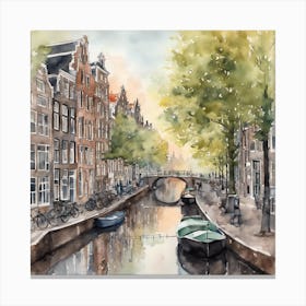 Amsterdam Netherlands Watercolour Travel Art Print (3) Canvas Print
