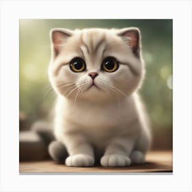 A Cute Scottish Fold Kitty, Pixar Style, Watercolor Illustration Style 8k, Png (6) Canvas Print