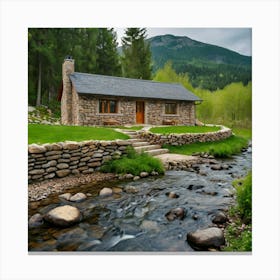 Small Cabin In The Mountains 1 Canvas Print