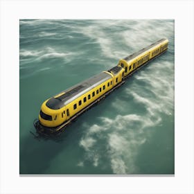 Tren Amarillo Sobre El Mar Canvas Print