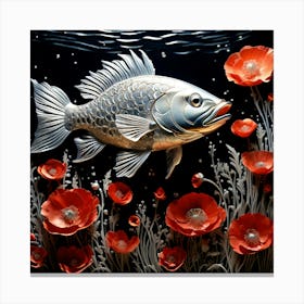 Fish With Poppies Canvas Print