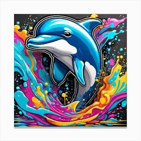 Dolphin Splatter Canvas Print