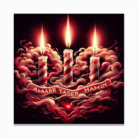 Three Candles In A Heart Canvas Print