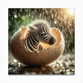 Zebra In The Rain 2 Canvas Print