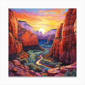 Sunset In Zion 15 Canvas Print