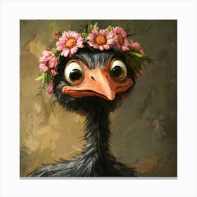 Ostrich With Flower Crown 1 Leinwandbilder