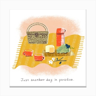 Just Another Day In Paradise Picnic With You Square Canvas Print