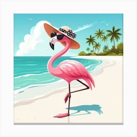 Flamingo On The Beach Canvas Print