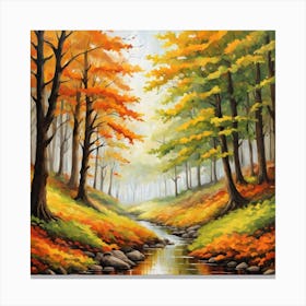 Forest In Autumn In Minimalist Style Square Composition 181 Canvas Print