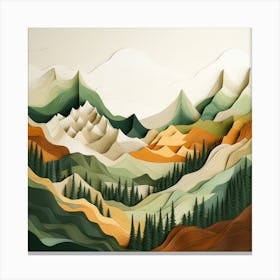 Paper Mountain Landscape Canvas Print