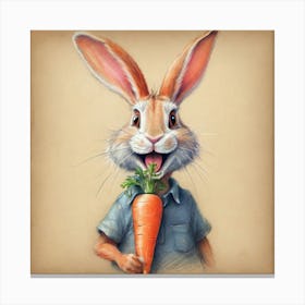 Bunny Holding Carrot Canvas Print