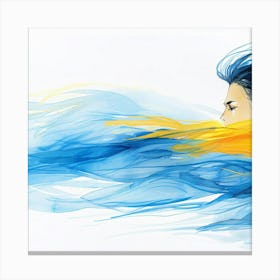 Girl With Blue And Yellow Hair Canvas Print