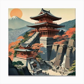 Kiyomizu Dera Temple Japan Vintage Travel Art Art Print 6 Canvas Print