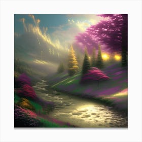 Stream In The Forest Canvas Print