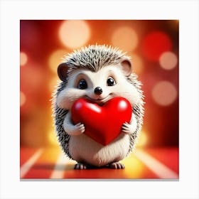 A Cute Hedgehog Holding A Heart Canvas Print