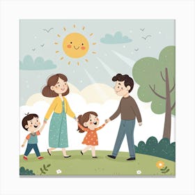 Happy Family In The Park 2 Canvas Print