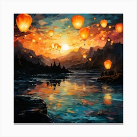 Paper Lanterns In The Sky 4 Canvas Print