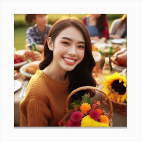 Thanksgiving Dinner With Friends Canvas Print