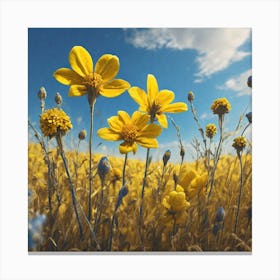 Yellow Flowers In A Field 51 Canvas Print