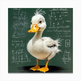 Duck On Chalkboard Canvas Print