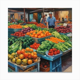 Fruit And Vegetable Market Canvas Print