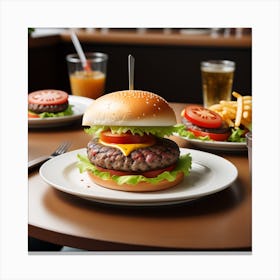 Hamburgers In A Restaurant Canvas Print