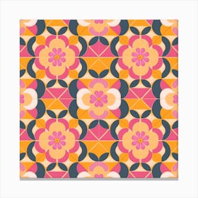 Retro Repeat Floral Canvas Print