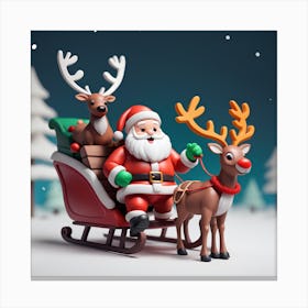 Santa Claus And Reindeer 5 Canvas Print