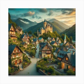 Village on Mountain Canvas Print