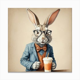 Rabbit In Glasses 2 Canvas Print