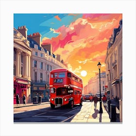 London Bus Painting Canvas Print