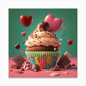 Create graphic design love cupcake illustration design Canvas Print