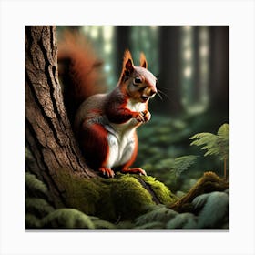 Red Squirrel In The Forest 22 Canvas Print