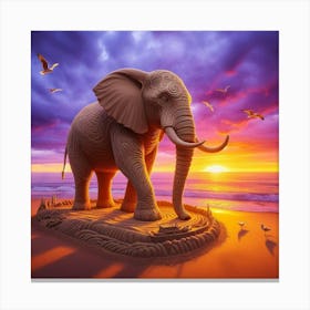 Elephant In The Sand Canvas Print