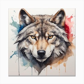 Wolf Watercolor Painting Canvas Print