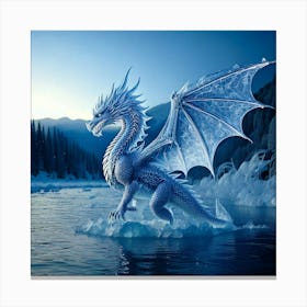 Firefly Dragon, Ice, Translucent, Wings, Snowflake, Patterns, Breathing, Icy, Winds, Frozen, Lake, M (10) Canvas Print