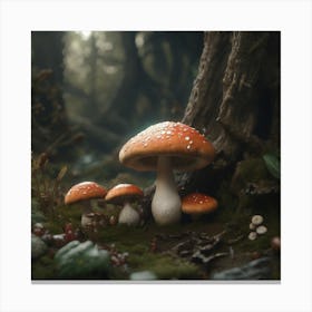 Mushrooms In The Forest 25 Canvas Print